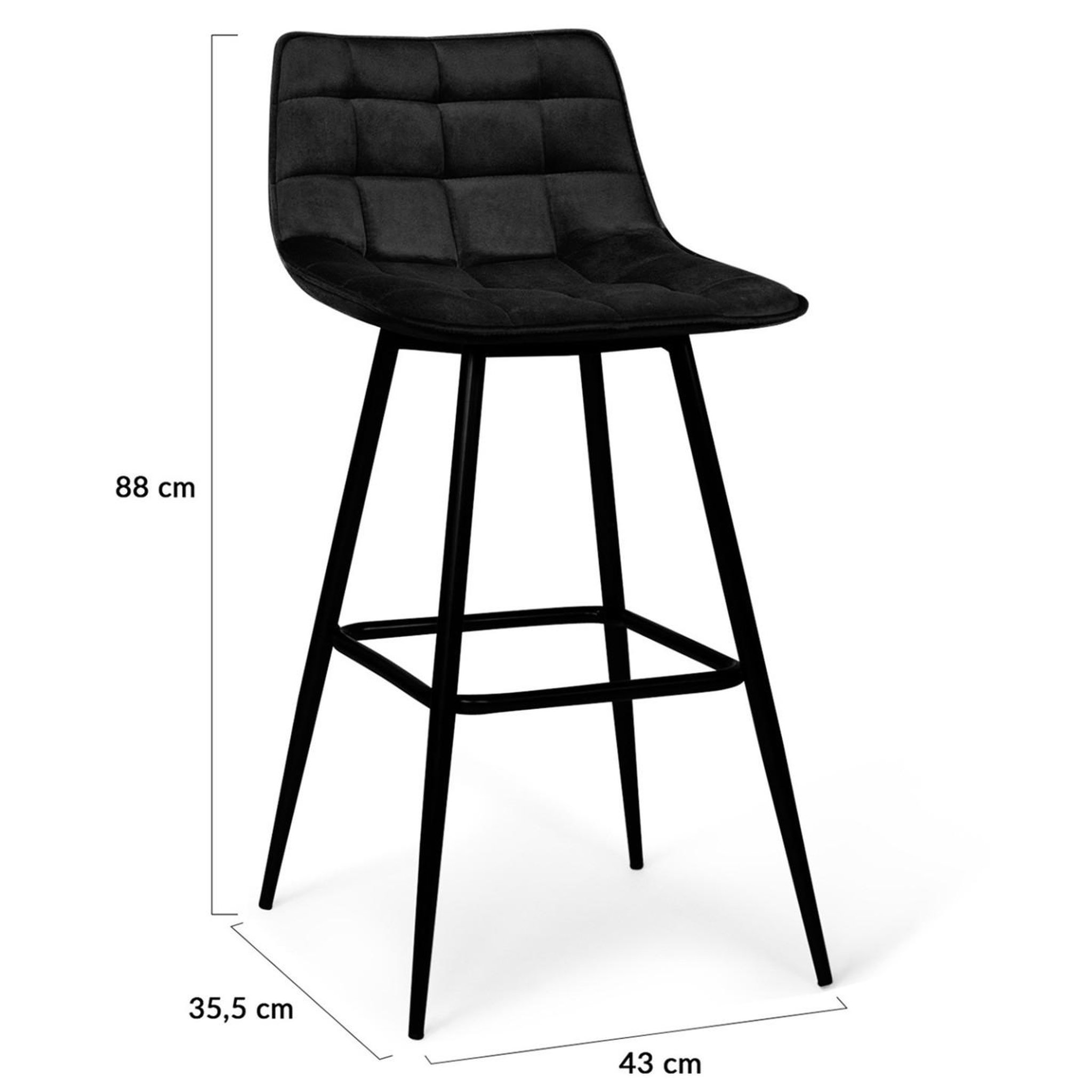 Voir la diapositive 5 : ID MARKET Lot de 6 tabourets de bar mady en velours noir