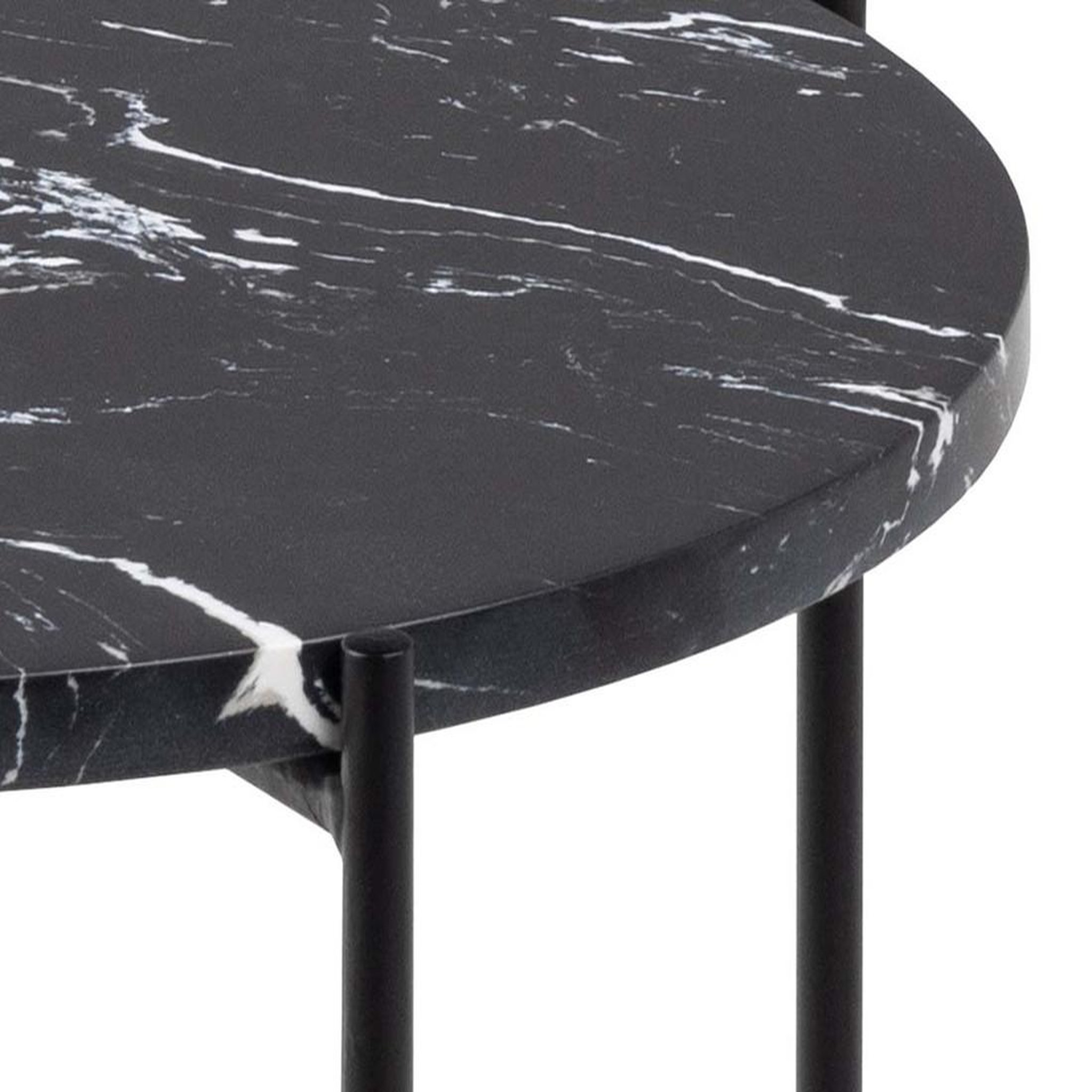 Voir la diapositive 4 : LISA DESIGN Ezaro - table basse ronde - 42 cm - plateau en marbre - pieds en acier