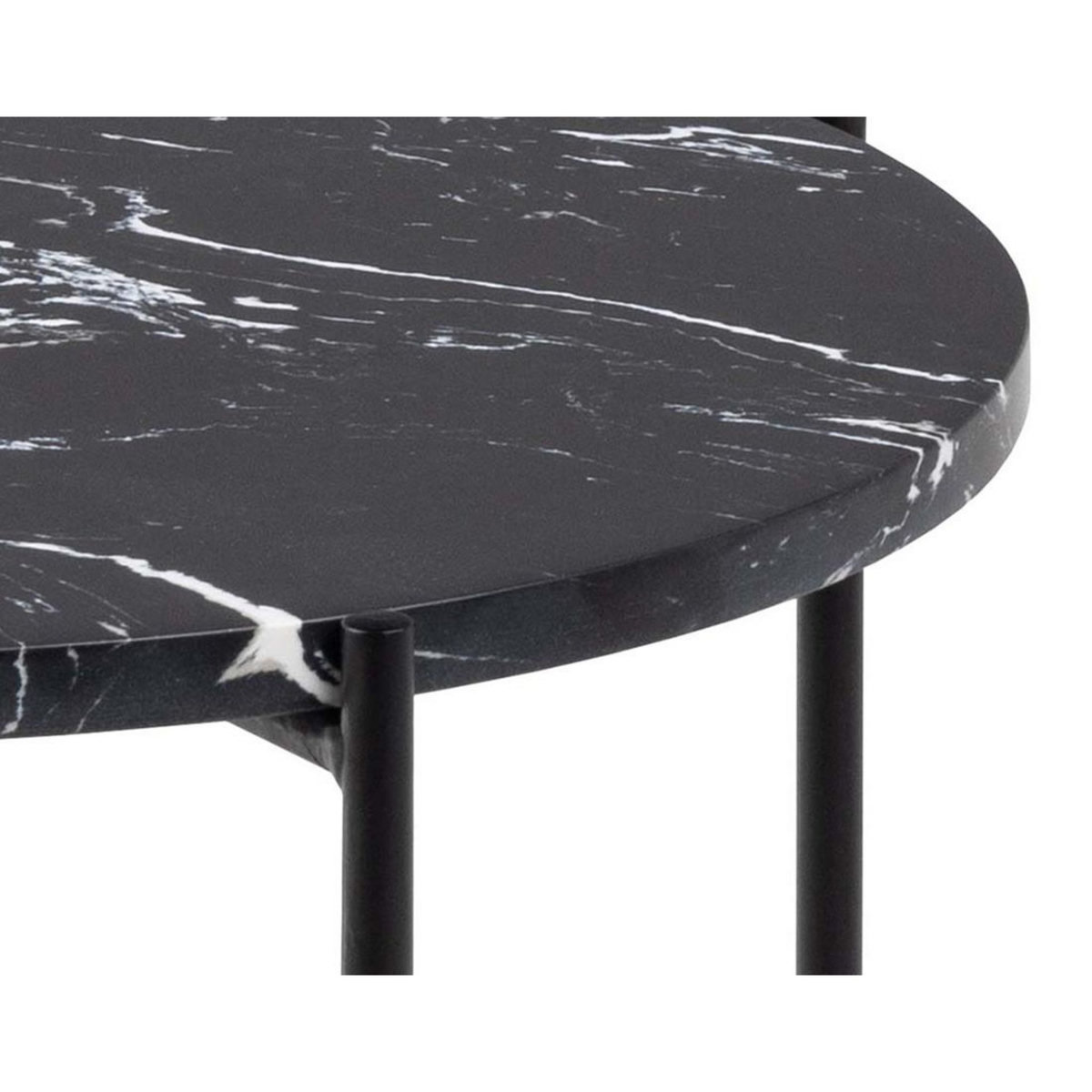 LISA DESIGN Ezaro - table basse ronde - 42 cm - plateau en marbre - pieds en acier