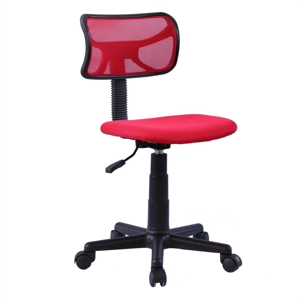 IDIMEX Chaise de bureau pour enfant MILAN fauteuil pivotant et ergonomique, siège à roulettes avec hauteur réglable, mesh rouge