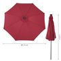 Voir la diapositive 3 : OUTSUNNY Parasol lumineux octogonal inclinable Ø 2,75 x 2,33 m parasol LED solaire métal polyester haute densité 180 g/m² bordeaux