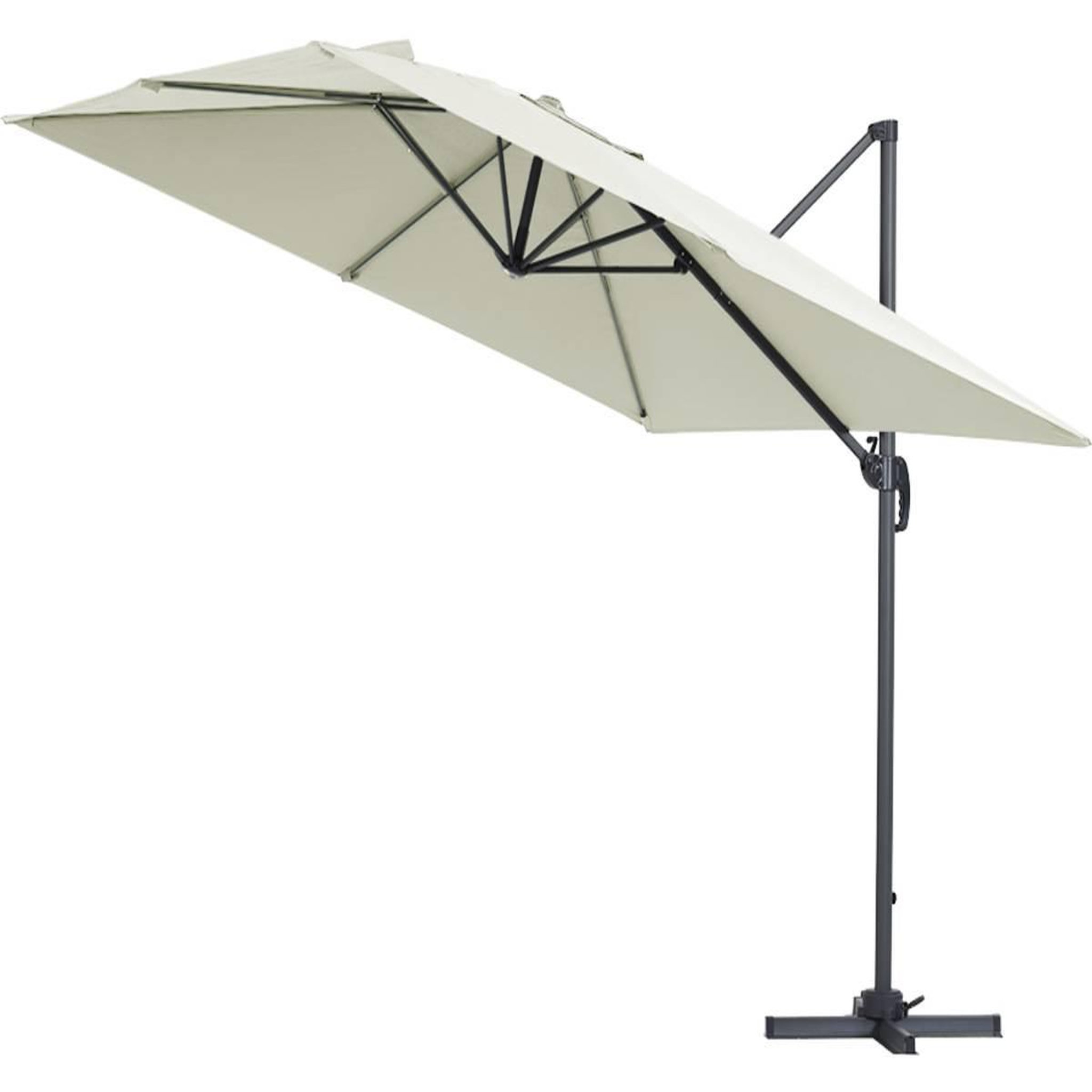 Voir la diapositive 2 : Habitat et Jardin Parasol jardin déporté alu  sun 3  - carré - 3 x 3 m - ecru - dalles incluses