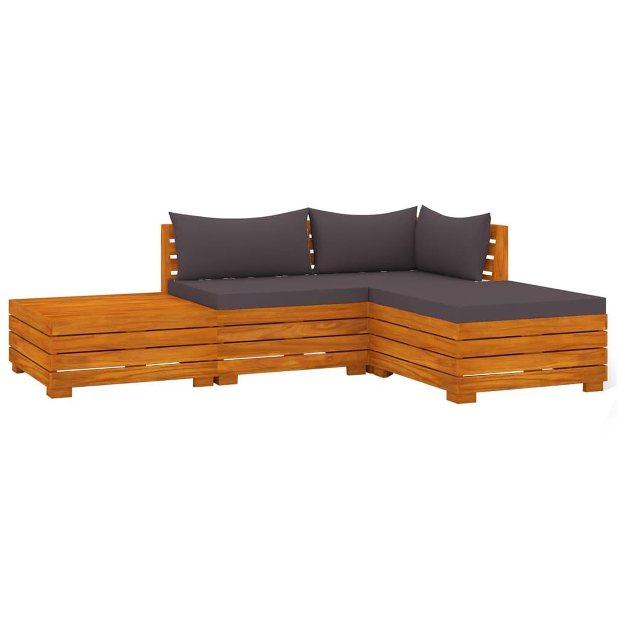 Voir la diapositive 2 : VIDAXL Salon de jardin 4 pcs avec coussins Bois d'acacia solide
