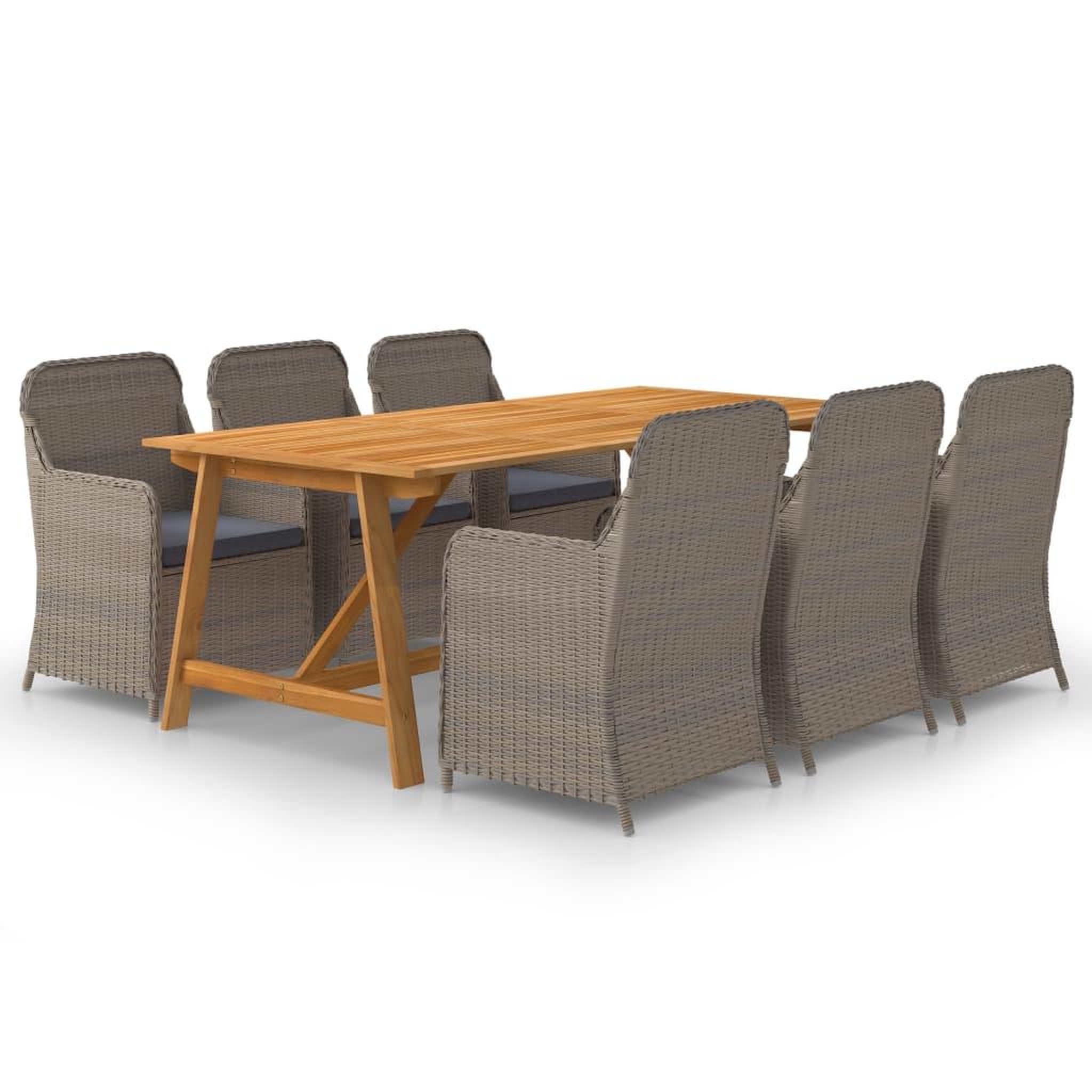 Voir la diapositive 1 : VIDAXL Ensemble a manger de jardin 7 pcs Marron