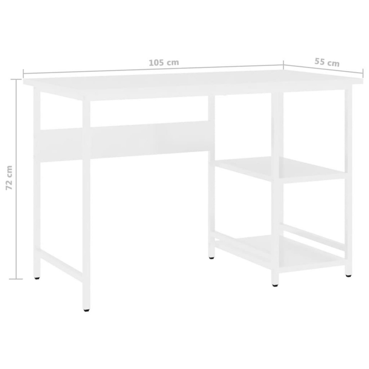 VIDAXL Bureau d'ordinateur Blanc 105x55x72 cm MDF et metal