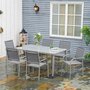 Voir la diapositive 2 : OUTSUNNY Ensemble de jardin 6 personnes chaises empilables table à manger dim. 150L x 90l x 72H cm plateau verre acier époxy textilène gris