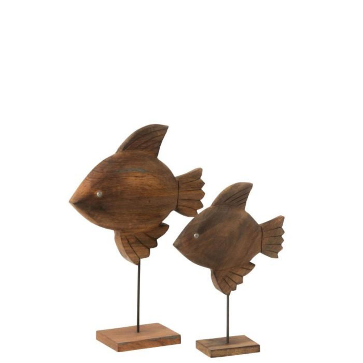 Paris Prix Statuette Poisson sur Pied en Bois  Antwan  31cm Marron