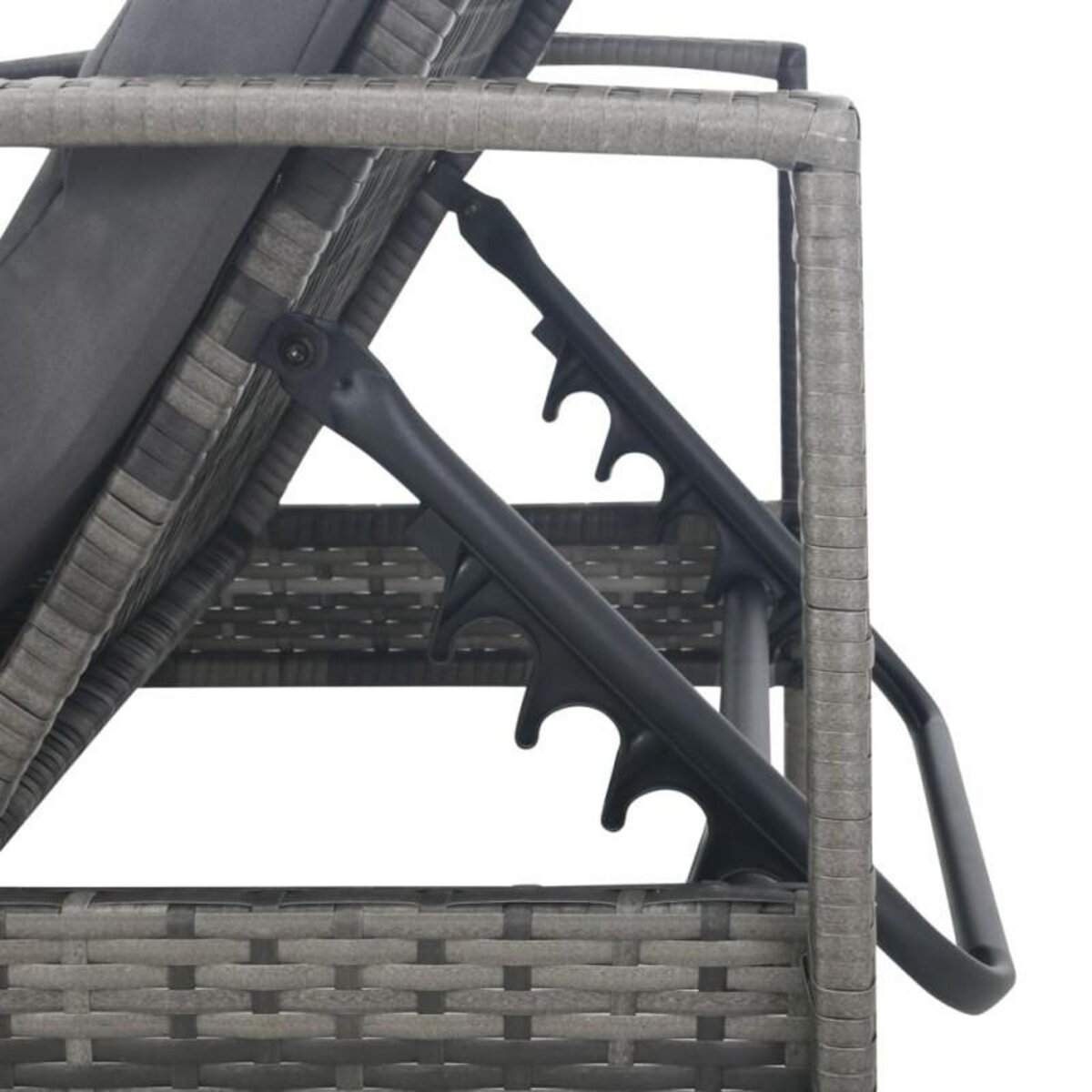 VIDAXL Chaise longue avec accoudoirs Résine tressée Gris