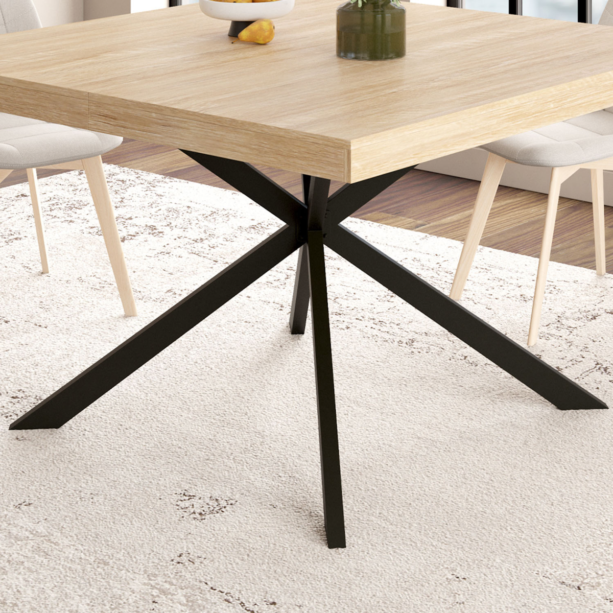 ID MARKET Pied de table araignée ALIX 130 cm métal noir design industriel