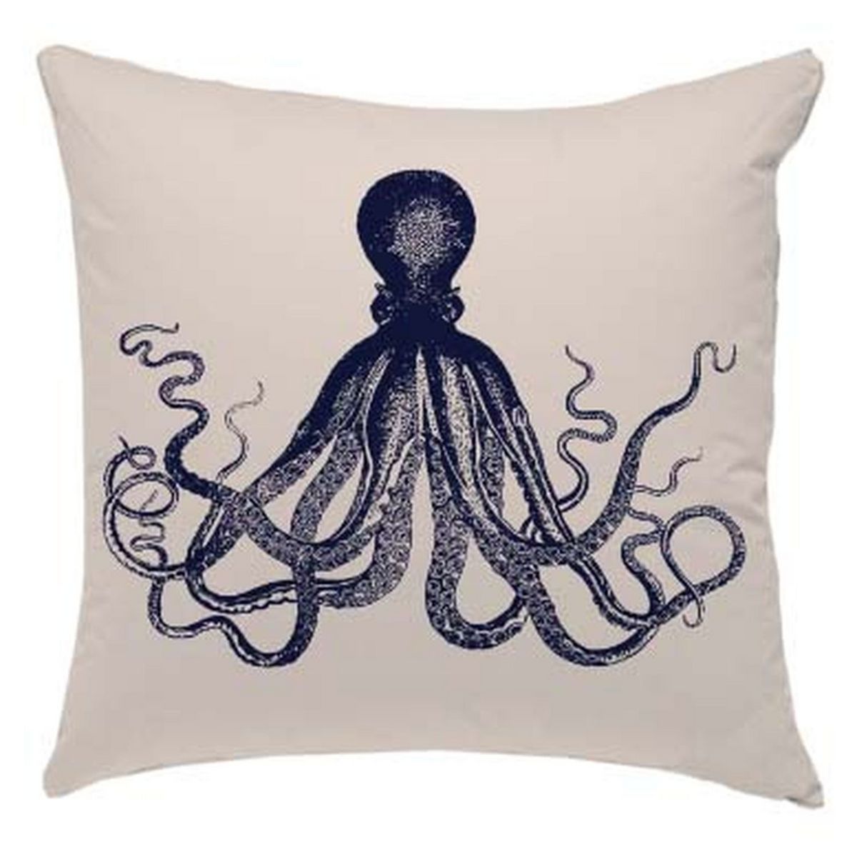 Coussin carré déhoussable en coton motif poulpe