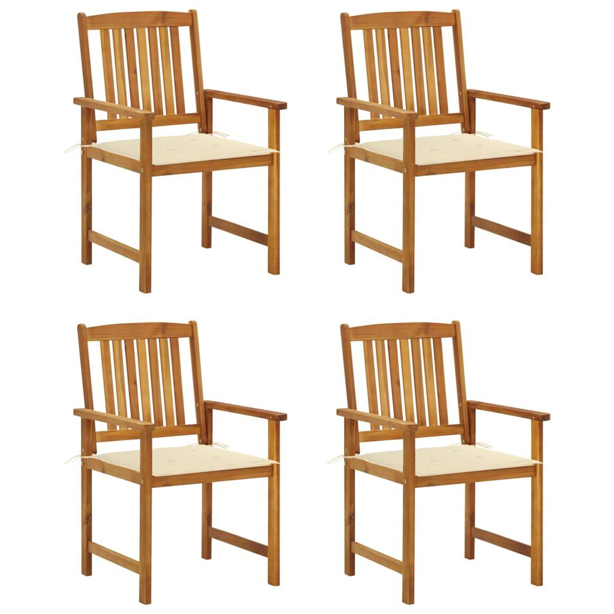 VIDAXL Chaises de jardin avec coussins lot de 4 Bois d'acacia massif