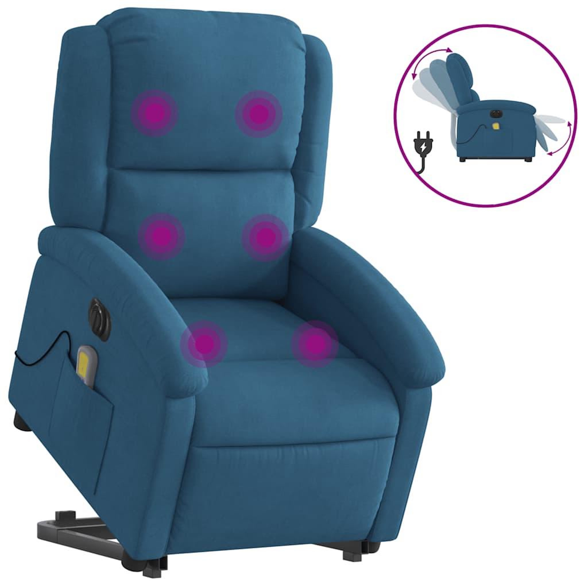 Voir la diapositive 2 : VIDAXL Fauteuil inclinable de massage electrique bleu velours
