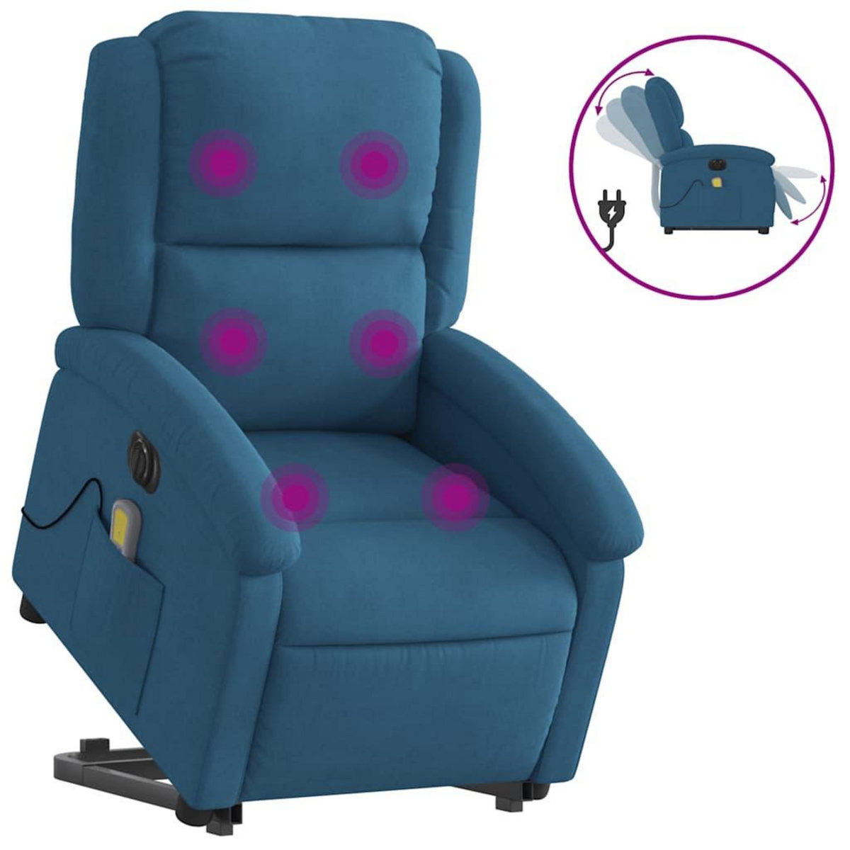 VIDAXL Fauteuil inclinable de massage electrique bleu velours