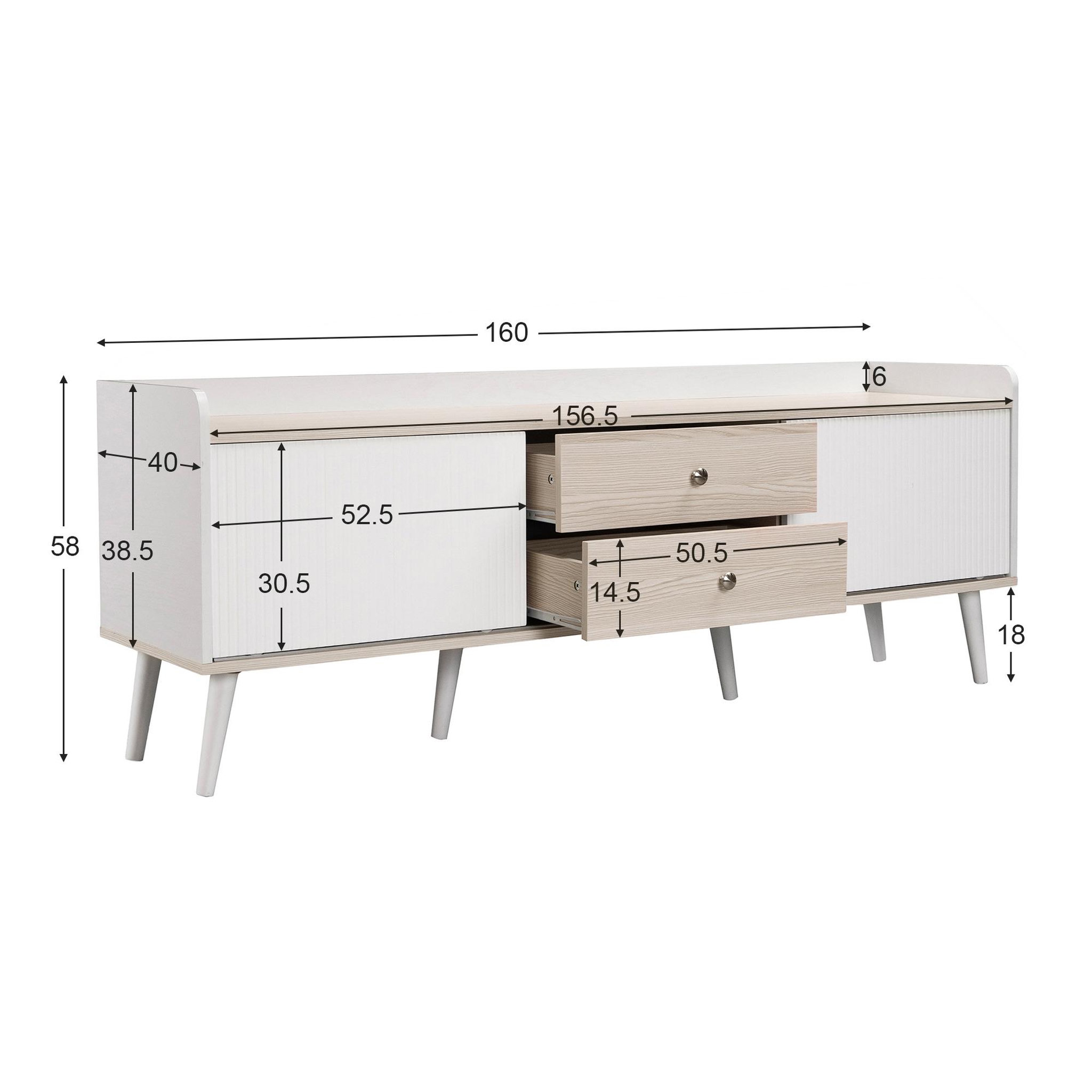 Voir la diapositive 3 : MERAX Meuble tv blanc 160cm panneaux de particules