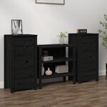 VIDAXL Buffets 2 pcs noir 40x35x80 cm bois massif de pin