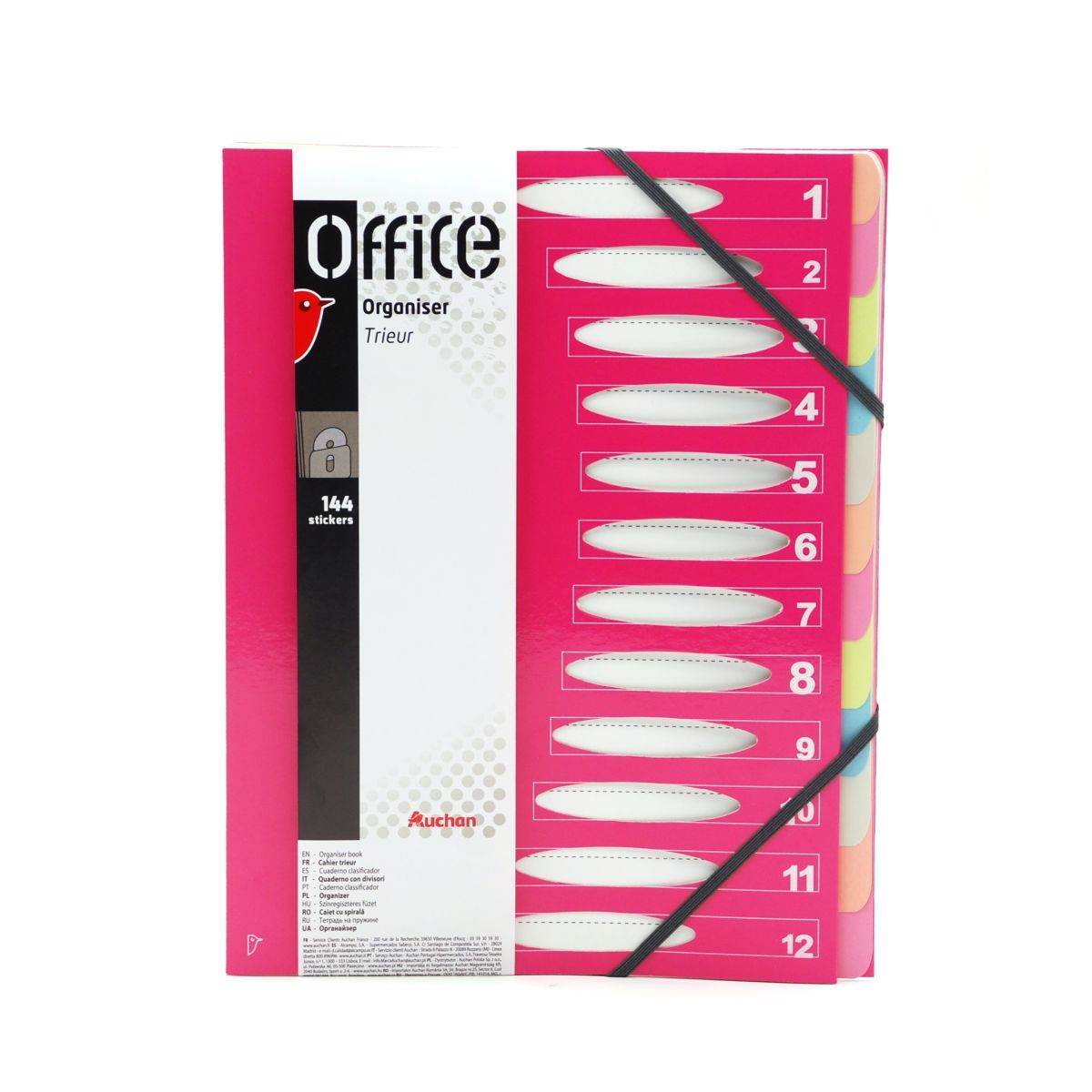 AUCHAN Trieur 12 positions pelliculé rose