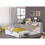Voir la diapositive 2 : Lit 140 x190 cm avec tête de lit et rangements ILIAN