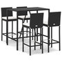 Voir la diapositive 2 : VIDAXL Ensemble de bar de jardin 5 pcs avec coussins noir poly rotin