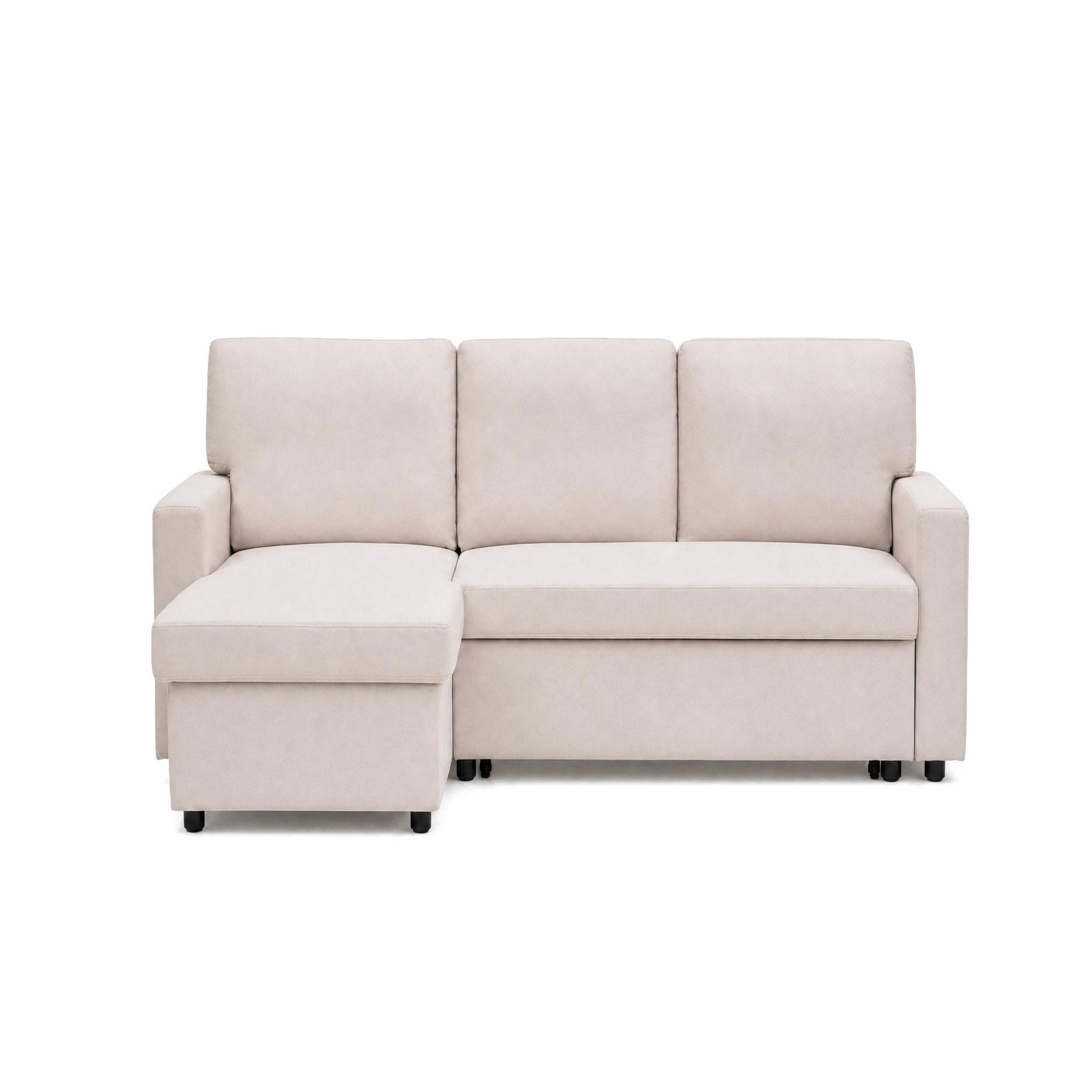 Voir la diapositive 1 : BEST MOBILIER Meiya - canapé d'angle réversible 4 places convertible avec coffre en tissu