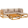 Voir la diapositive 3 : VIDAXL Salon de jardin 5 pcs avec coussins taupe bois massif