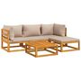 Voir la diapositive 3 : VIDAXL Salon de jardin 5 pcs avec coussins taupe bois massif