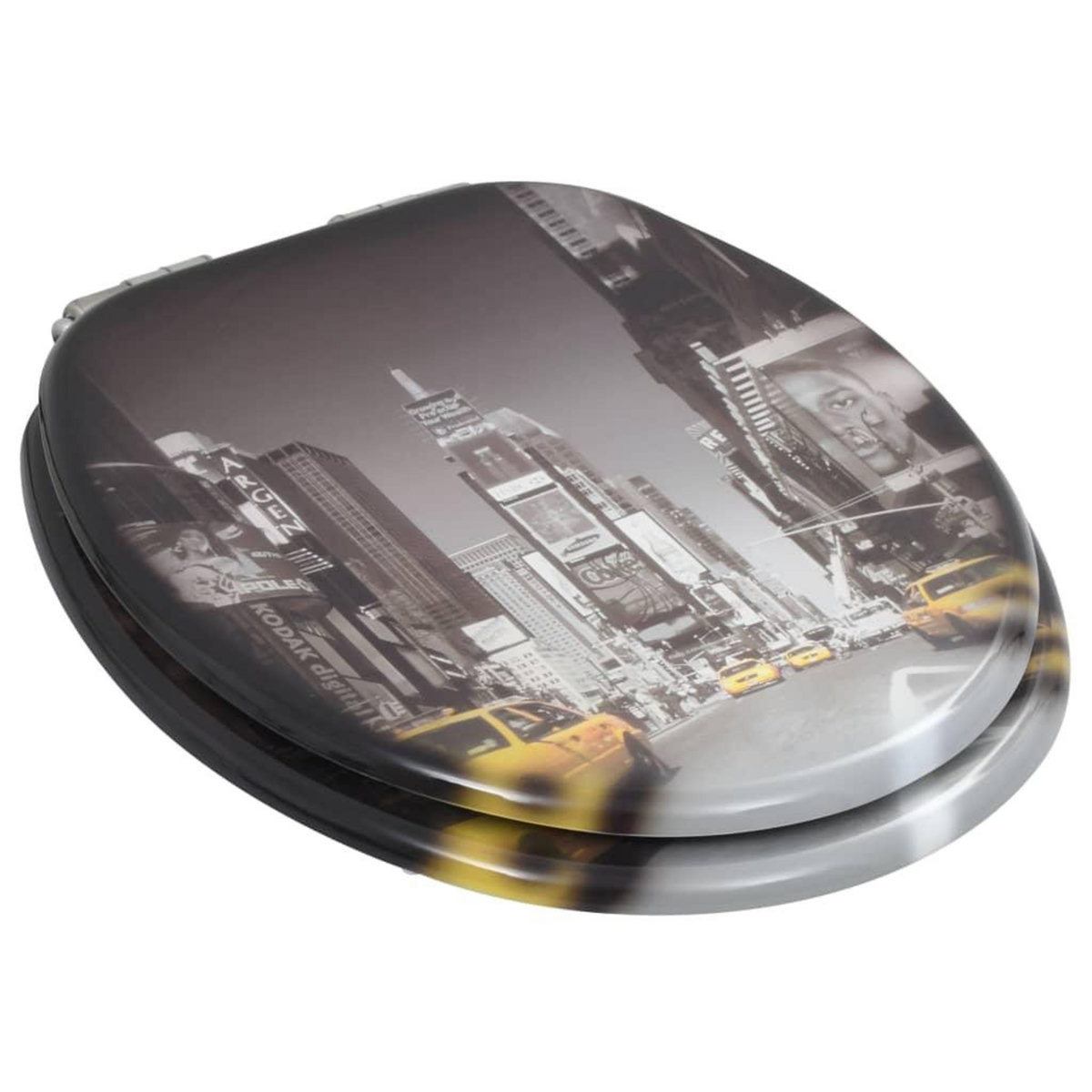 VIDAXL lot de 2 Siege WC MDF Couvercle a fermeture en douceur New York