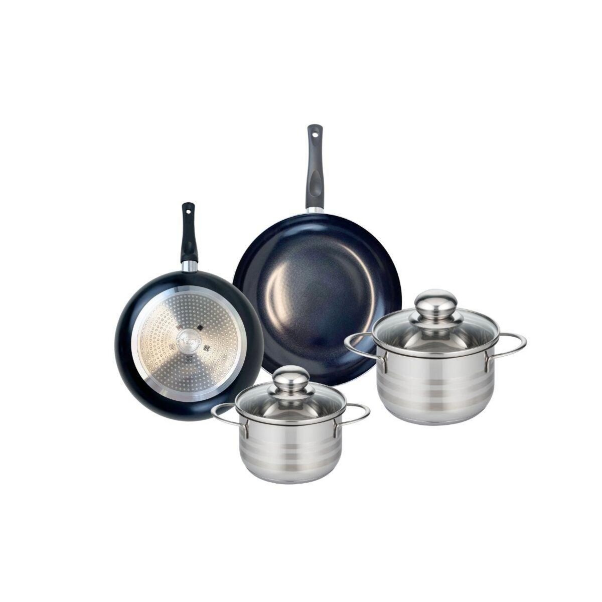 ELO Ensemble de 2 Poêles de cuisson 20 et 24 cm et 2 faitouts 14 et 16 cm Elo Prima Brillant