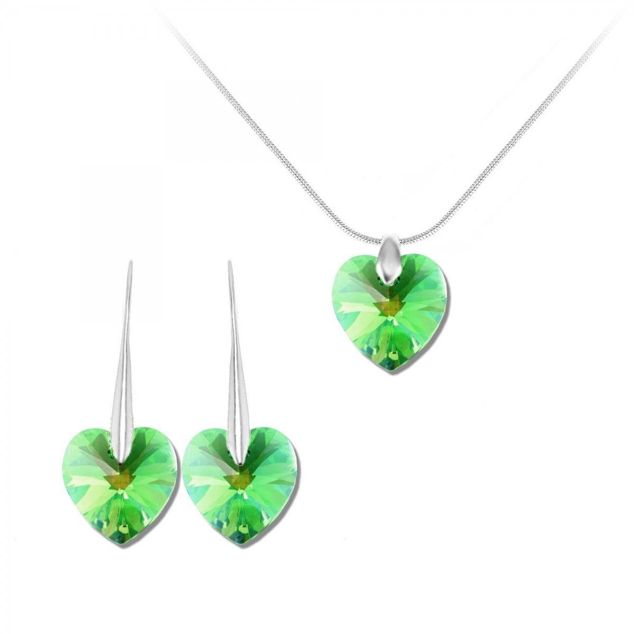 SC CRYSTAL Parure collier et boucles d'oreilles coeurs SC Crystal orneés de Cristaux scintillants