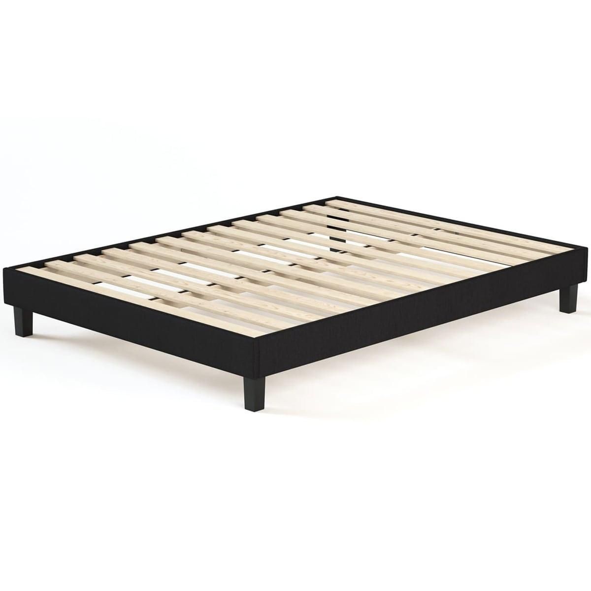 HOMIFAB Sommier à lattes 140x190 tissu déco noir - Axel