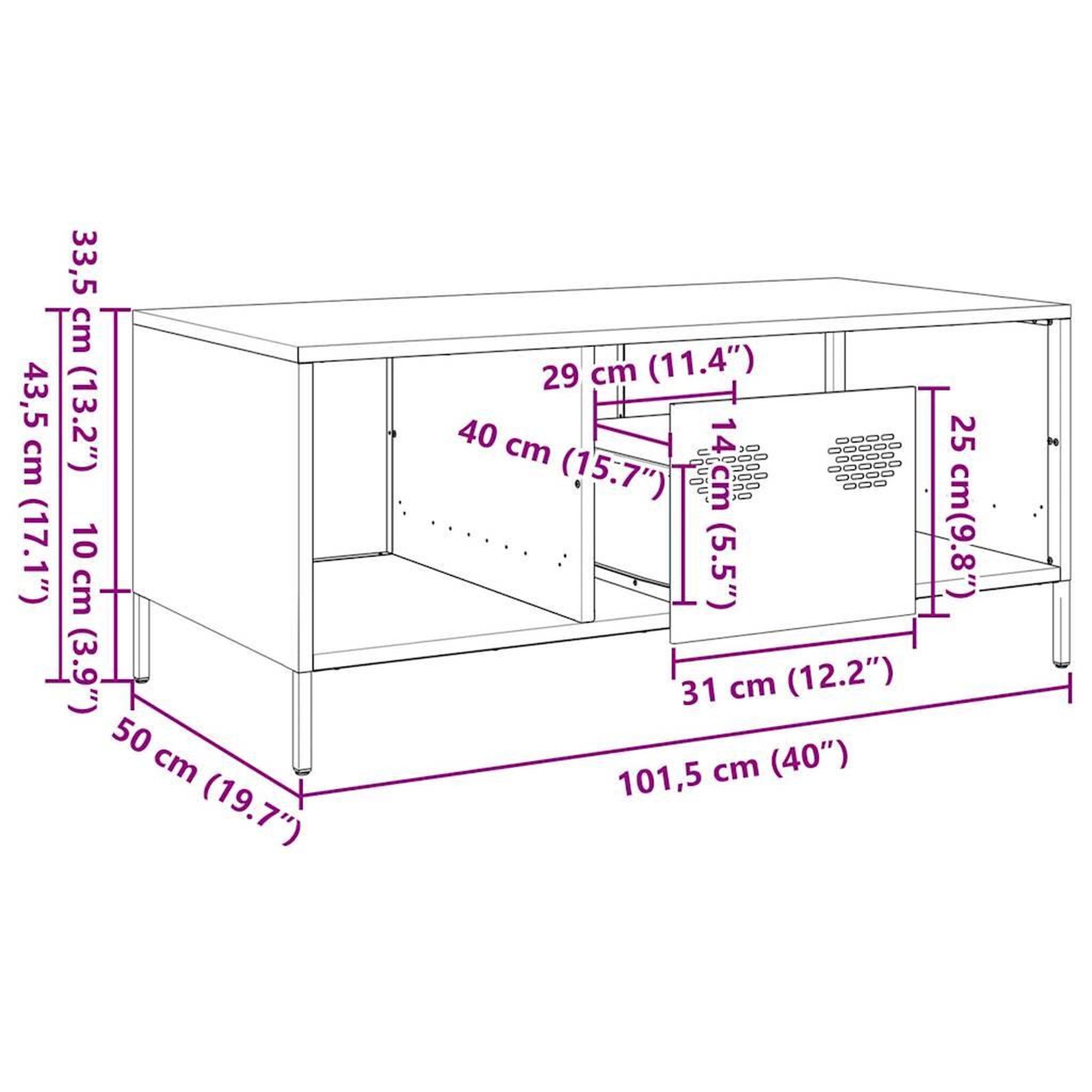 Voir la diapositive 6 : VIDAXL Table basse anthracite 101,5x50x43,5 cm acier lamine a froid