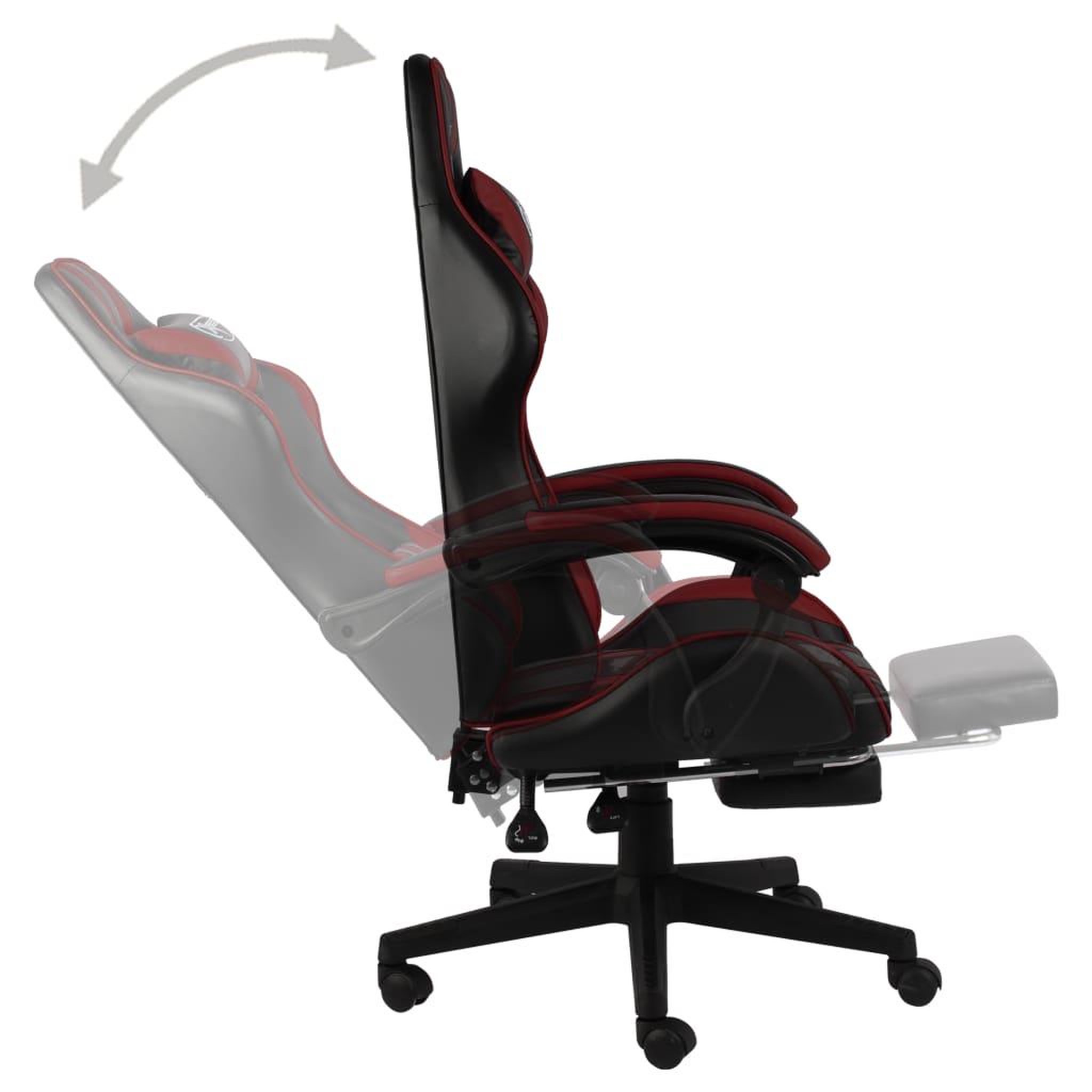 Voir la diapositive 4 : VIDAXL Fauteuil de jeux video et repose-pied Noir/bordeaux Similicuir