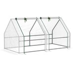 OUTSUNNY Serre de jardin tunnel 2,5L x 1l x 0,8H m grande porte zippée bâche PVC transparent métal époxy vert