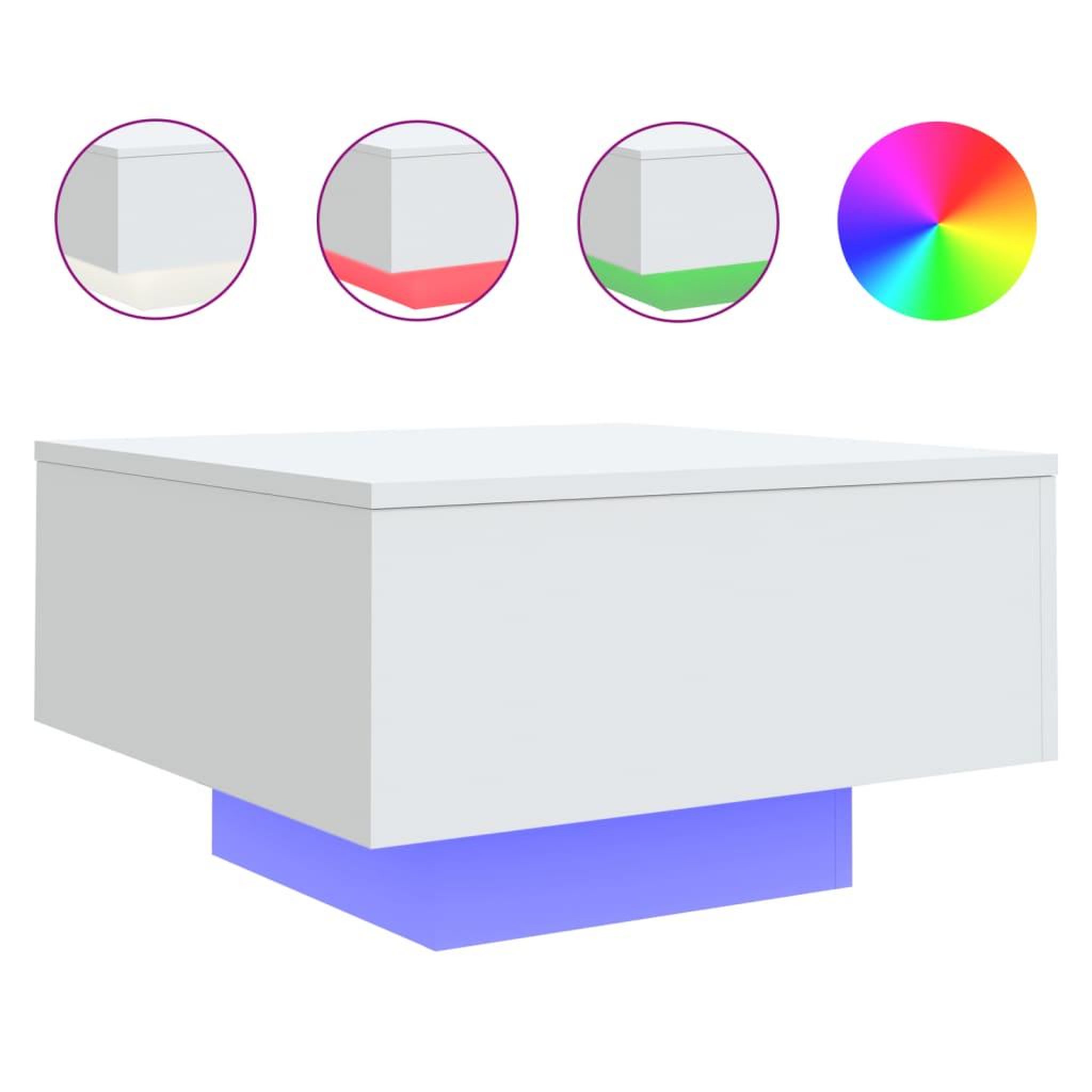 Voir la diapositive 2 : VIDAXL Table basse avec lumieres LED blanc 55x55x31 cm