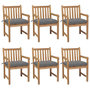 Voir la diapositive 1 : VIDAXL Chaises de jardin lot de 6 et coussins gris Bois de teck solide