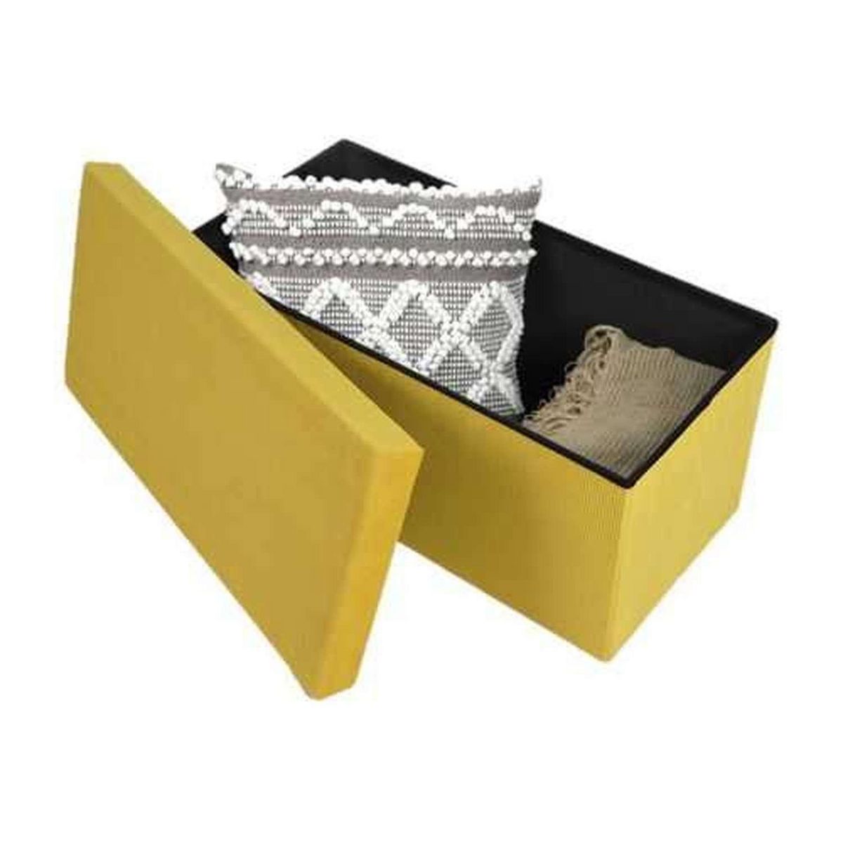 DIVERS Banc de rangement pliable Kube en velours côtelé - Jaune