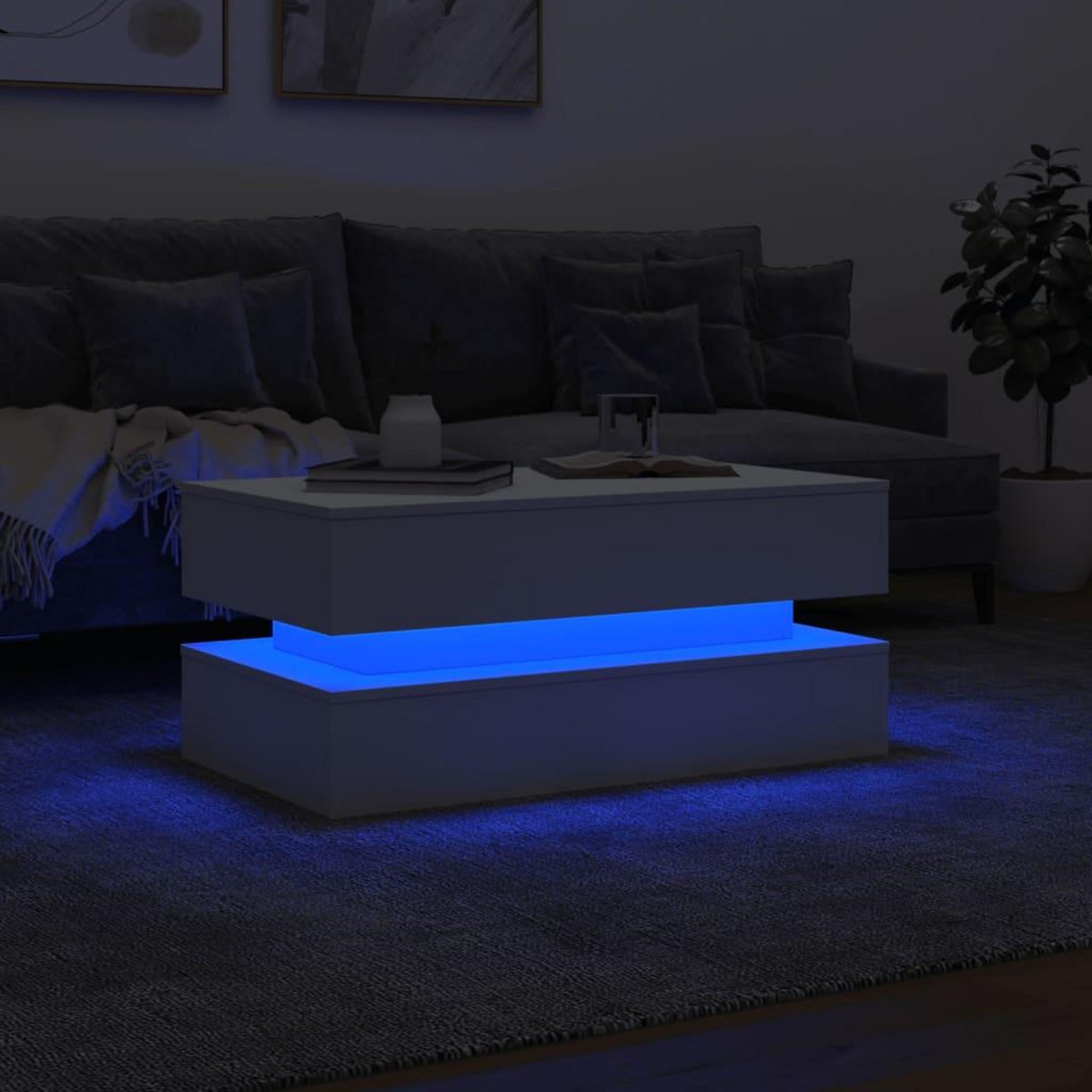 VIDAXL Table basse avec lumieres LED blanc 90x50x40 cm