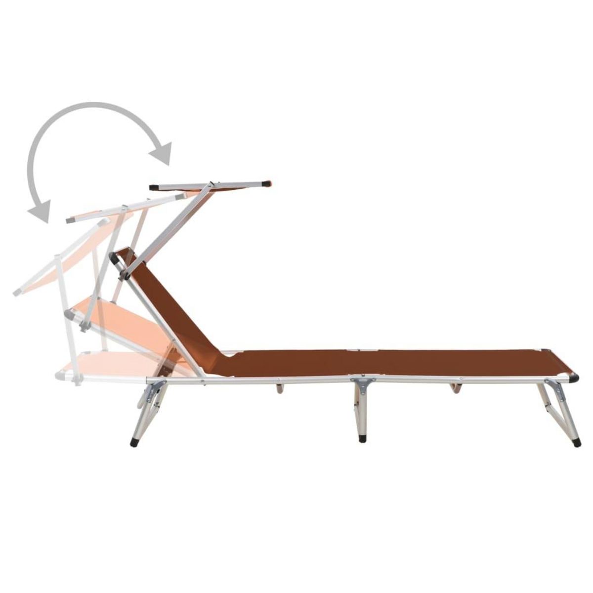 VIDAXL Chaises longues pliables et toit lot de 2 Aluminium textilene