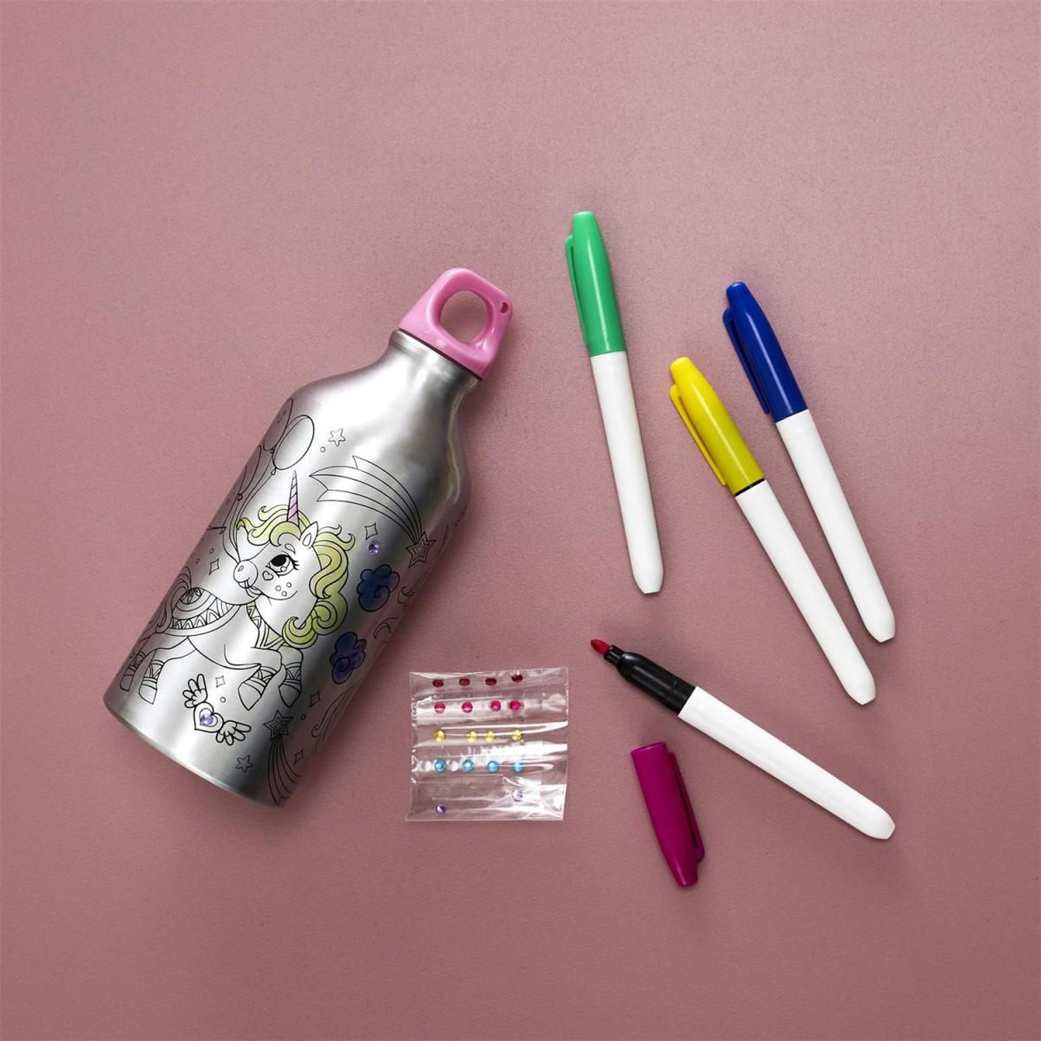 Voir la diapositive 5 : COOK CONCEPT Bouteille de transport à colorier  licorne  55cl argent