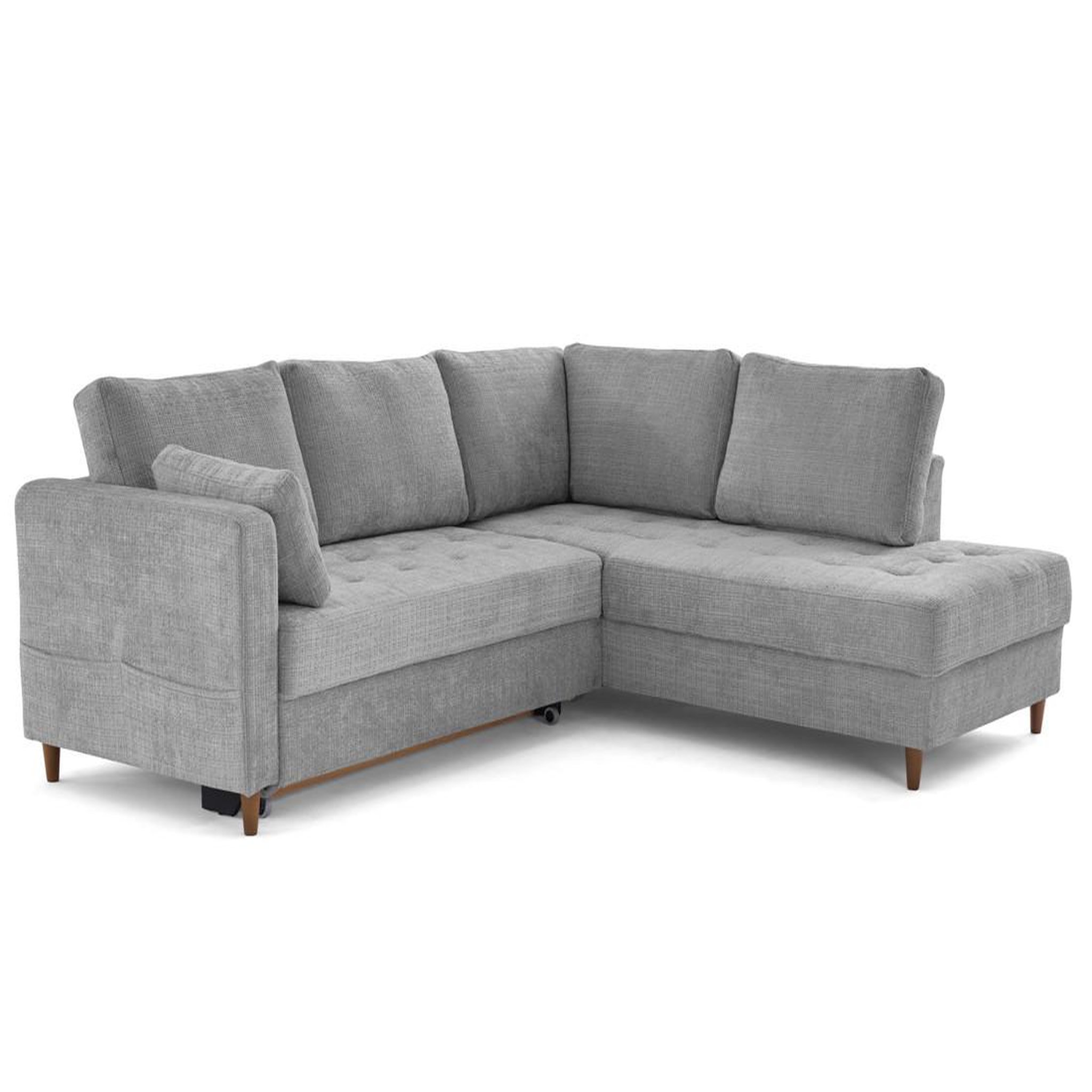 Voir la diapositive 3 : LISA DESIGN Anna - canapé d'angle droit 5 places convertible en velours texturé