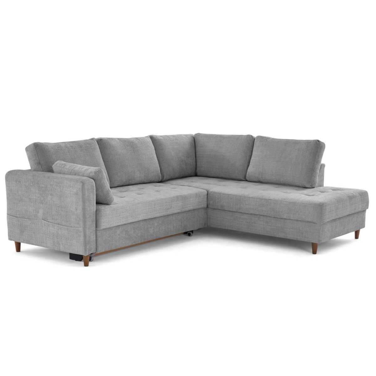 LISA DESIGN Anna - canapé d'angle droit 5 places convertible en velours texturé