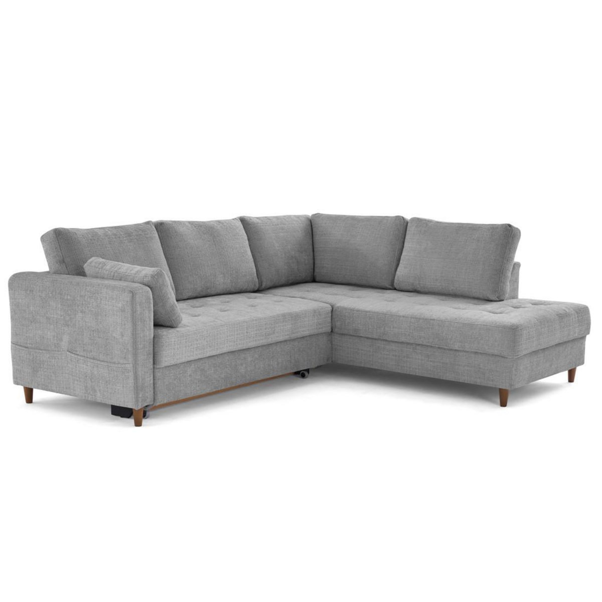 LISA DESIGN Anna - canapé d'angle droit 5 places convertible en velours texturé