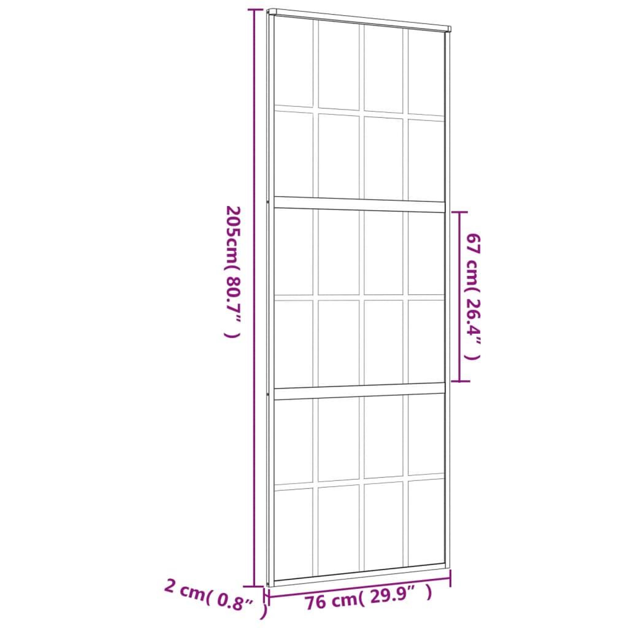 Voir la diapositive 6 : VIDAXL Porte coulissante dore 76x205 cm verre ESG depoli et aluminium