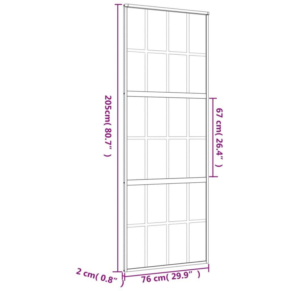 VIDAXL Porte coulissante dore 76x205 cm verre ESG depoli et aluminium
