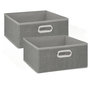 Voir la diapositive 1 : TOILINUX Lot de 2 Boites de rangement en tissu l.31 x h. 15 cm - Gris clair chiné