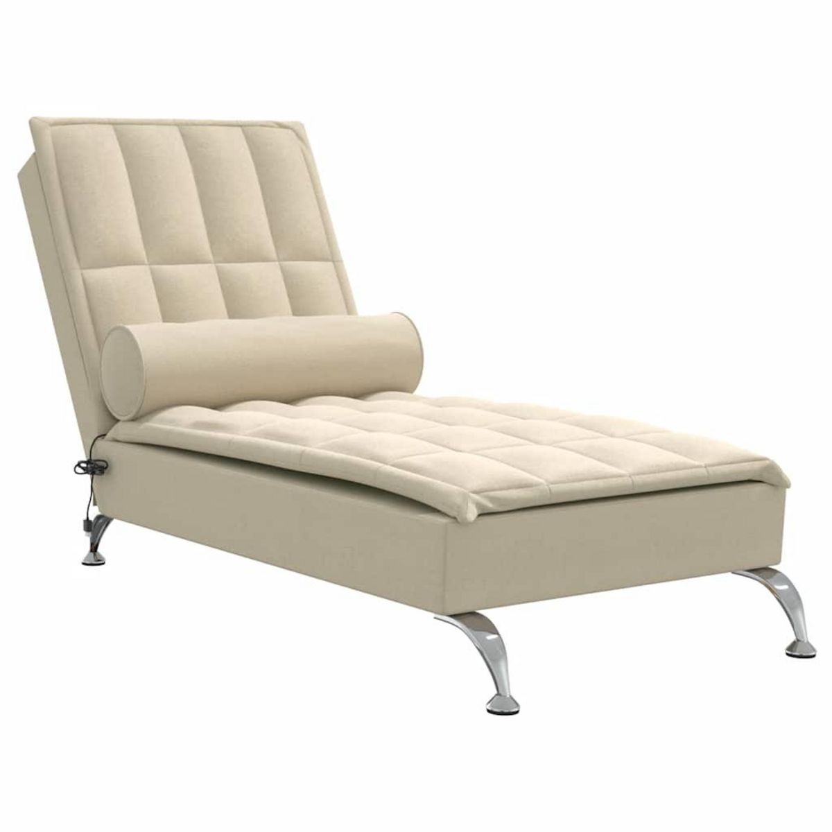 VIDAXL Chaise longue de massage avec traversin creme tissu