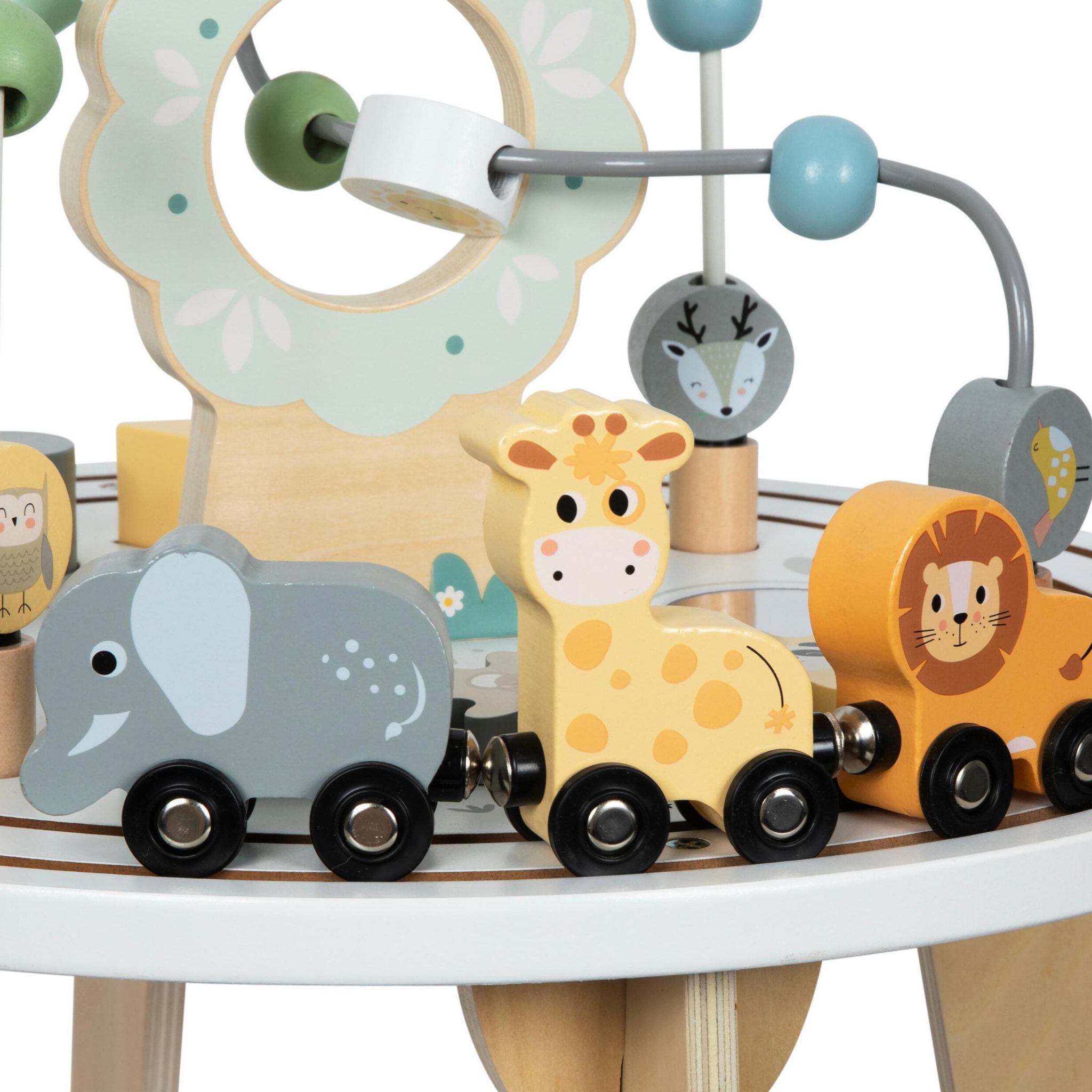 Voir la diapositive 5 : MAMABRUM Table Éveil Sensoriel Montessori en Bois, Jeux Éducatif, Boulier, Train animaux Magnétique, Puzzle