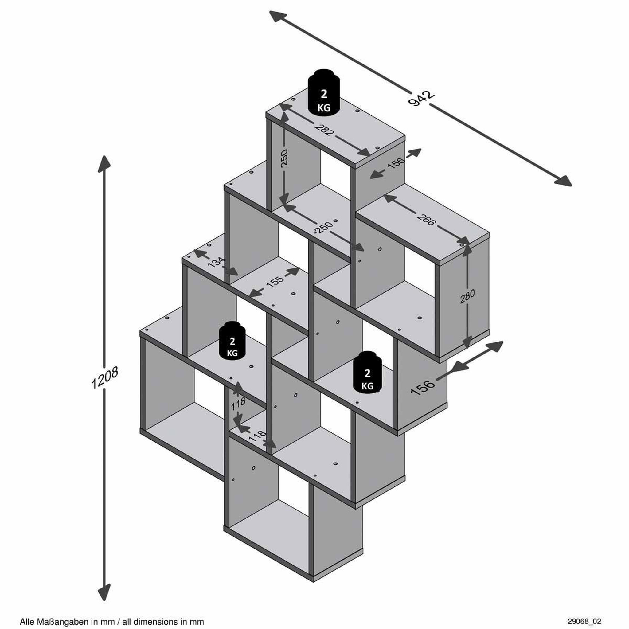 Voir la diapositive 4 : Paris Prix Étagère murale design  riolo  120cm blanc