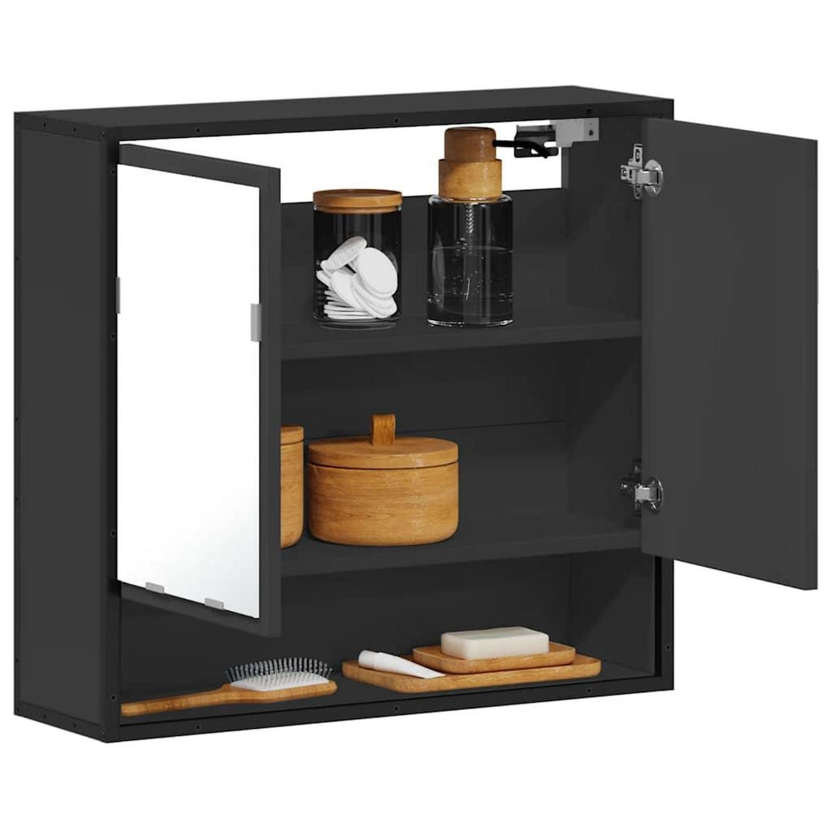 VIDAXL Armoire a miroir de salle de bain noir bois d'ingenierie