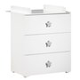 BABY PRICE Commode à langer 3 tiroirs NEW BASIC Boutons Etoile Gris