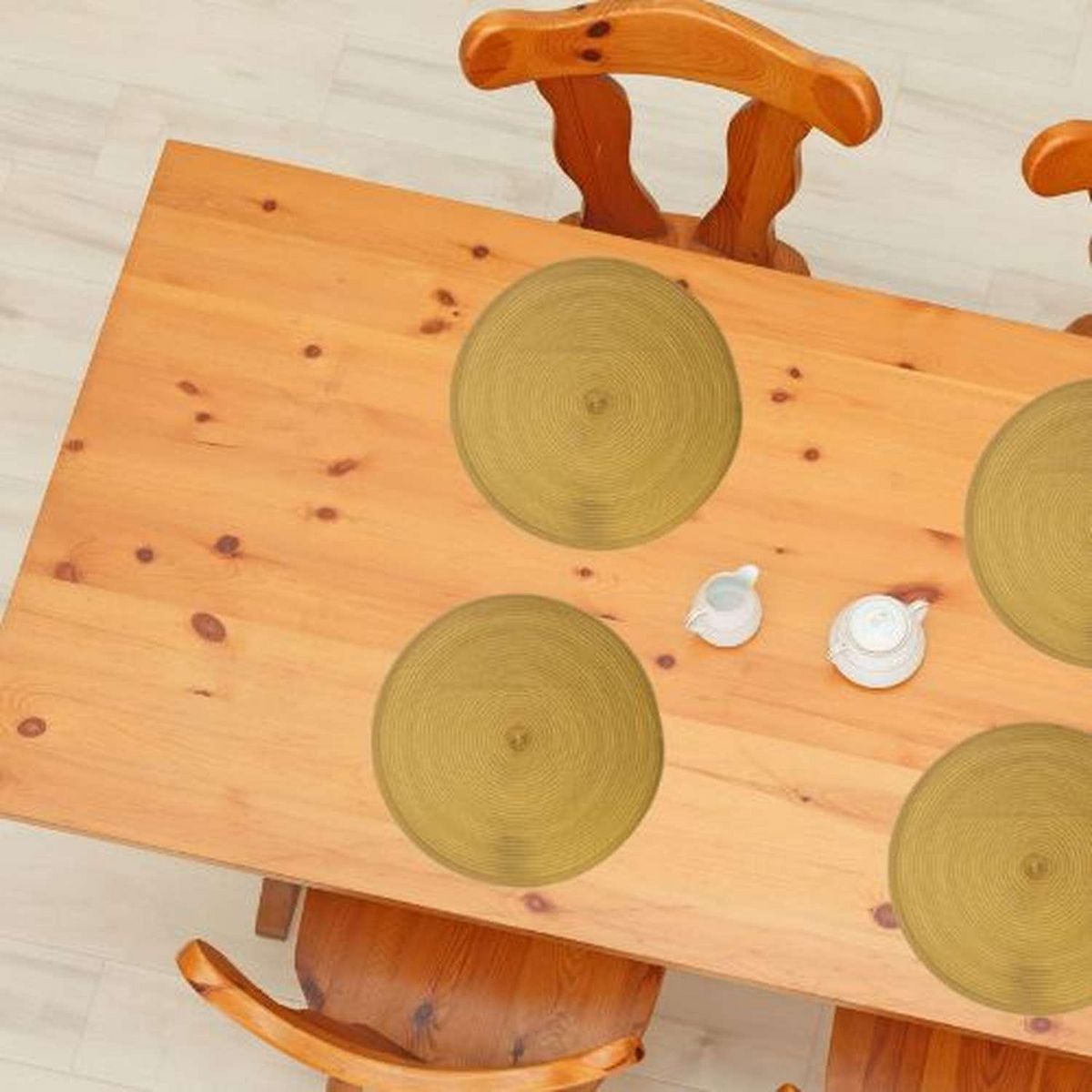 SECRET DE GOURMET Lot de 2 sets de table Tressés Ronds - Diam. 38 cm - Noir